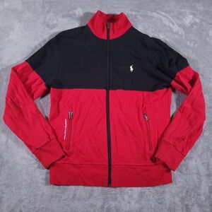 Polo Ralph Lauren Track Jacket Mens Small Red Black Performance Colorblock‎ Zip